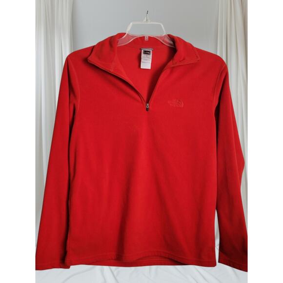 Vintage Y2K Men North Face TKA 100 Red Fleece SP Pullover Long Sleeve 1/4 Zip - Picture 1 of 12